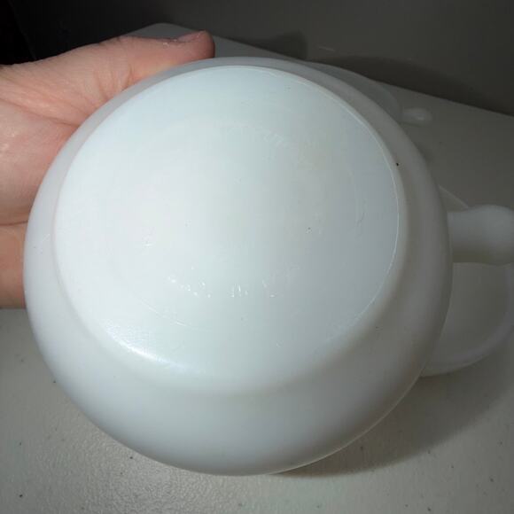 Vintage Glasbake White Milk Glass Soup Cereal Lug Handle 5" Glass Bowls USA Made - Picture 7 of 9